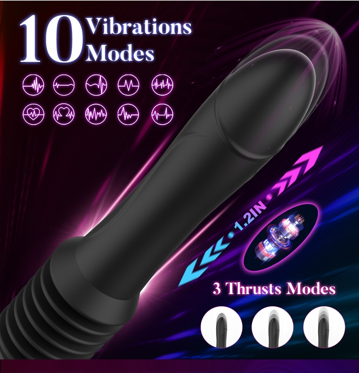 Thrusting Vibrating Dildo with Suction Base